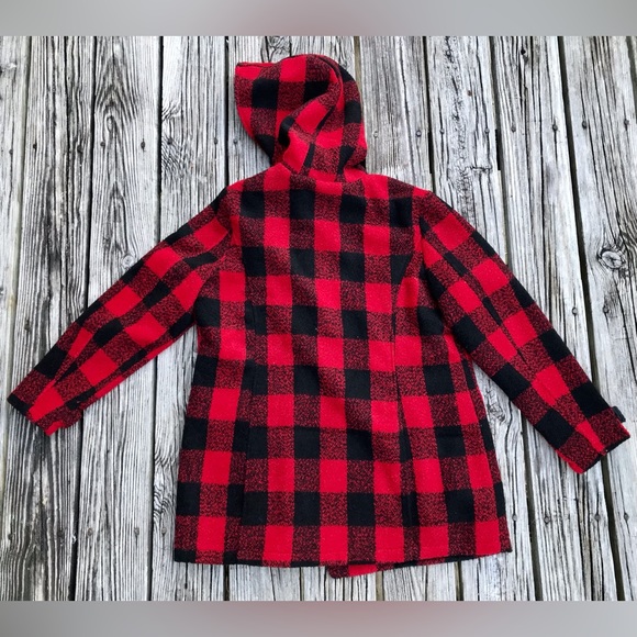 Ladies MAXWELL STUDIO Fall Winter Buffalo Plaid Hooded Pea Coat Jacket XL - Picture 12 of 14